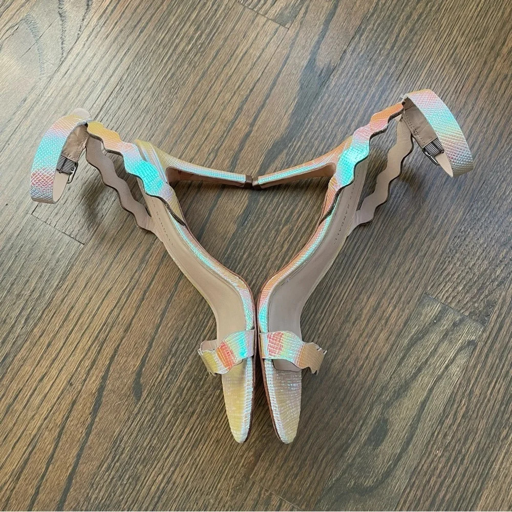 LOEFFLER RANDALL Reina Scalloped Leather Sandal Iridescent - Picture 5 of 13
